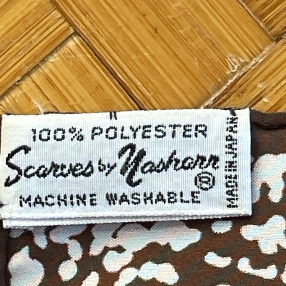 Vintage brown & white polkadot scarf square - Picture 6 of 8